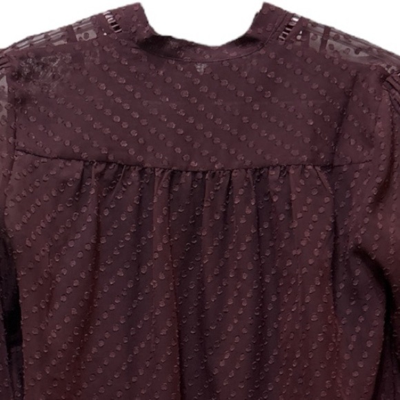 Madewell Sheer Pintuck Clip Dot‎ Blouse with Removable Tank Maroon Women’s XS - Picture 5 of 11